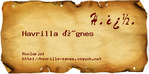 Havrilla Ágnes névjegykártya